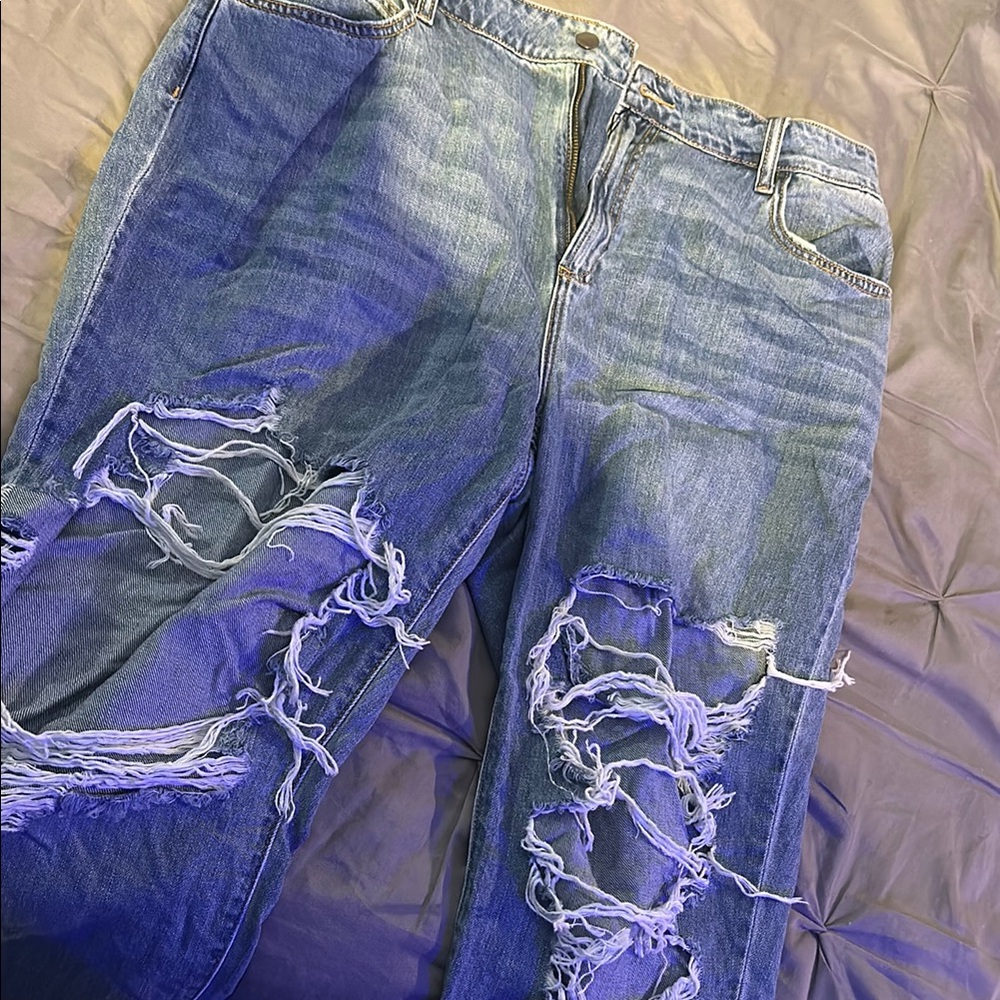Distressed Blue Jeans